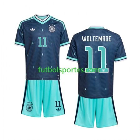 Camiseta Alemania Nick Woltemade 11 Niño Segunda Equipación Copa Mundo 2026